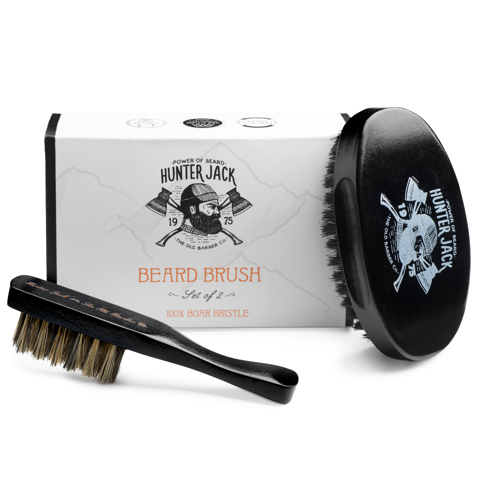 Beard Brush Kit for Men (2pc.) - 100% Boar Bristle - Hunter Jack Barber Co.