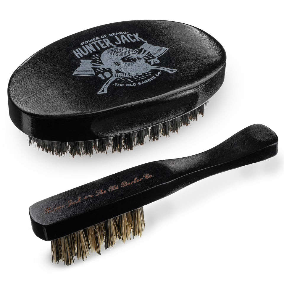 Beard Brush Kit for Men (2pc.) - 100% Boar Bristle - Hunter Jack Barber Co.